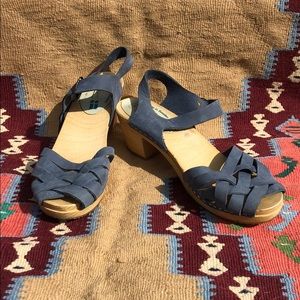 Moheda Blue Clog Sandal Heels